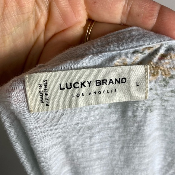 LUCKY BRAND Tie Neck Soft Floral Jersey Loose Fit Tank Womens Large - Picture 5 of 6